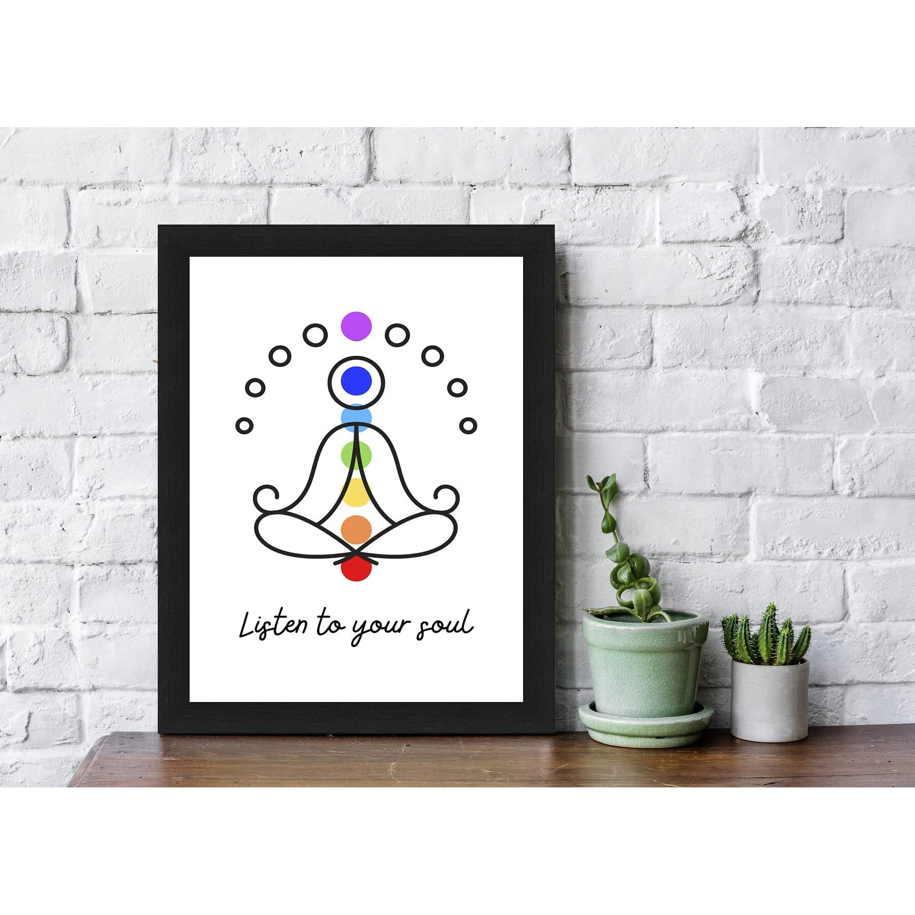 Interio Crafts Framed Poster For Meditation Room, Inspirational Quote Wall Framed Poster, Meditation Poster, Synthetic Wood, 13 X 10 Inches.