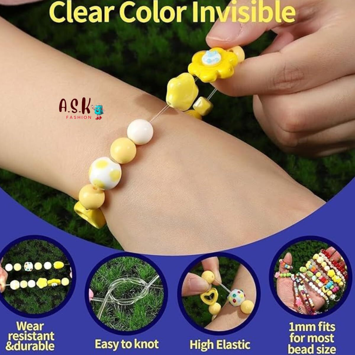 1.0 Mm Crystal Elastic Beading Cord String Thread For Necklace Bracelet Diy (Pack Of 4)