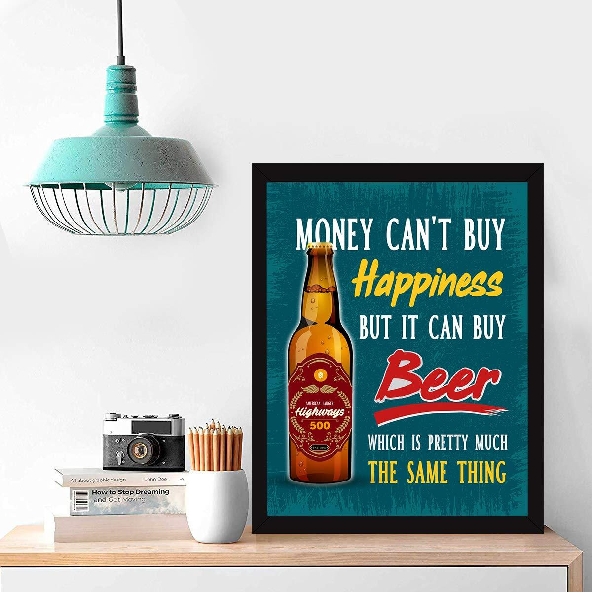 Chaka Chaundh  Bar Quotes Frame - Beer Quotes Frames - Bar Poster For Wall With Frame, Beer Quotes For Wall - Bar Photo Frames (14 X 11 Inches)  Composite Wood (Turquoise)