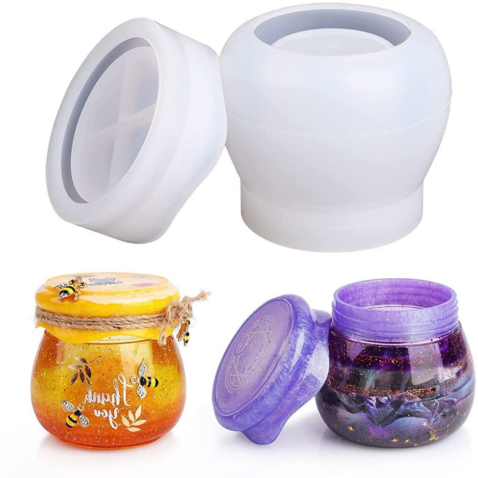 Elephantboat Silicone Molds For Jar And Lid,Epoxy Resin Molds For Diy Storage Bottle,Candle Holder & Container,Epoxy Resin Casting Craft,Flower Pot
