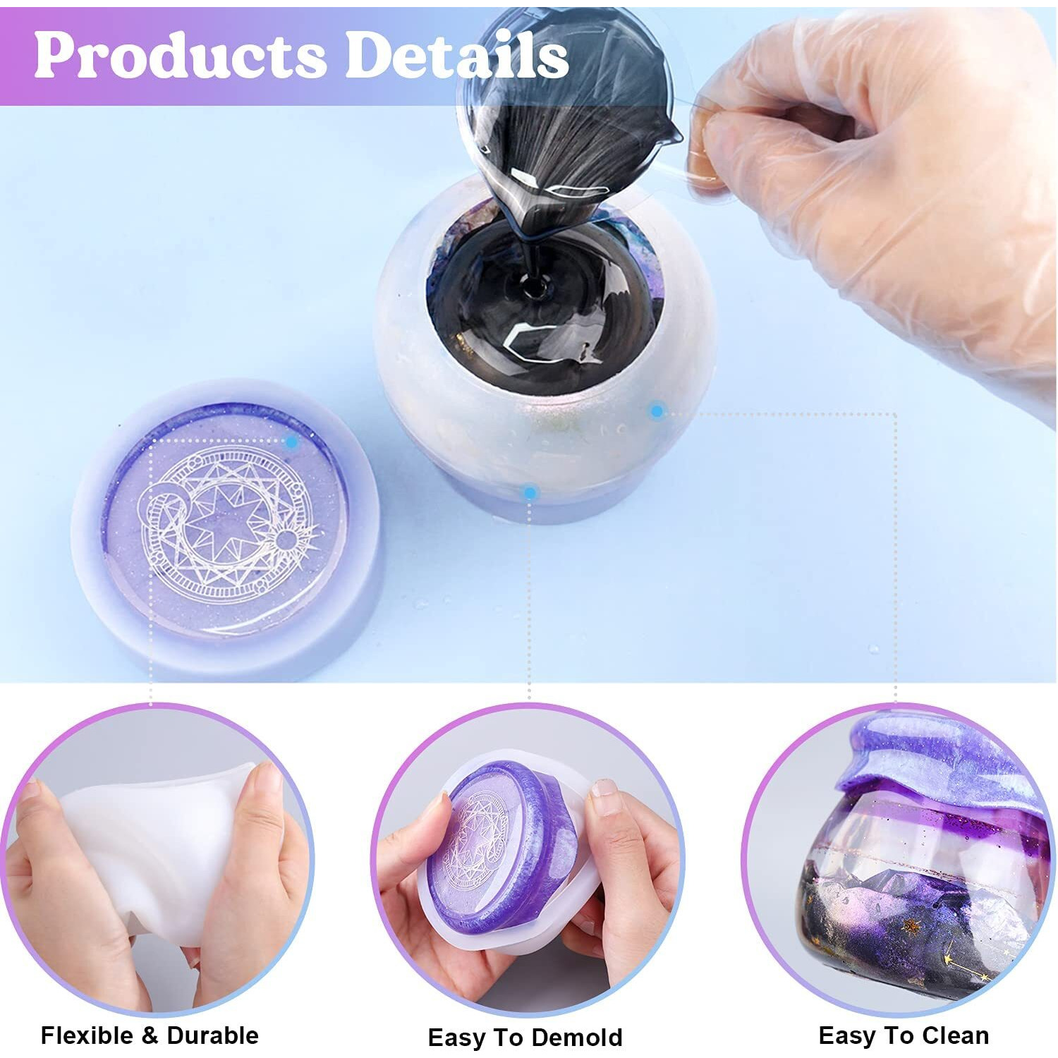 Elephantboat Silicone Molds For Jar And Lid,Epoxy Resin Molds For Diy Storage Bottle,Candle Holder & Container,Epoxy Resin Casting Craft,Flower Pot