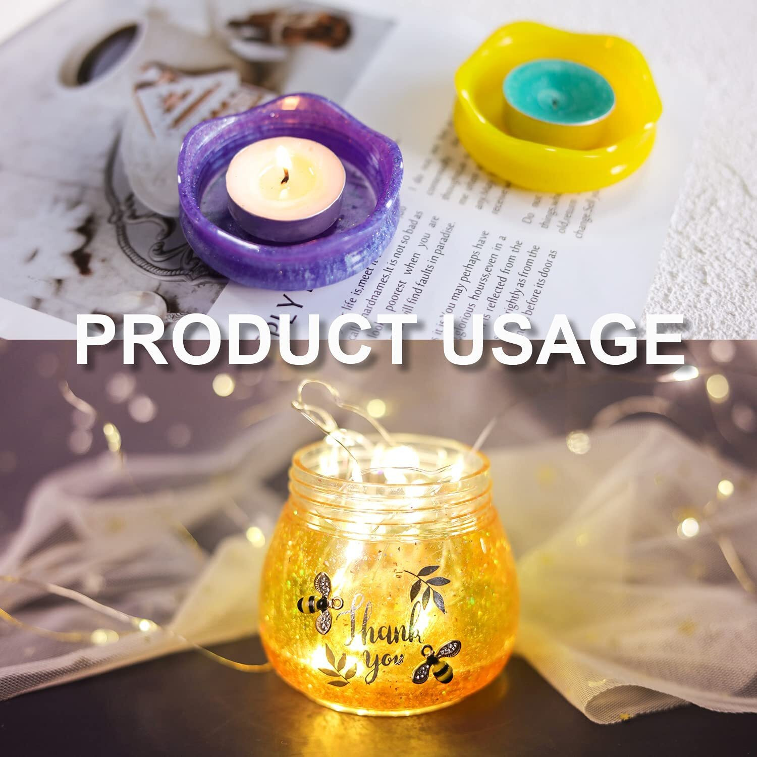 Elephantboat Silicone Molds For Jar And Lid,Epoxy Resin Molds For Diy Storage Bottle,Candle Holder & Container,Epoxy Resin Casting Craft,Flower Pot