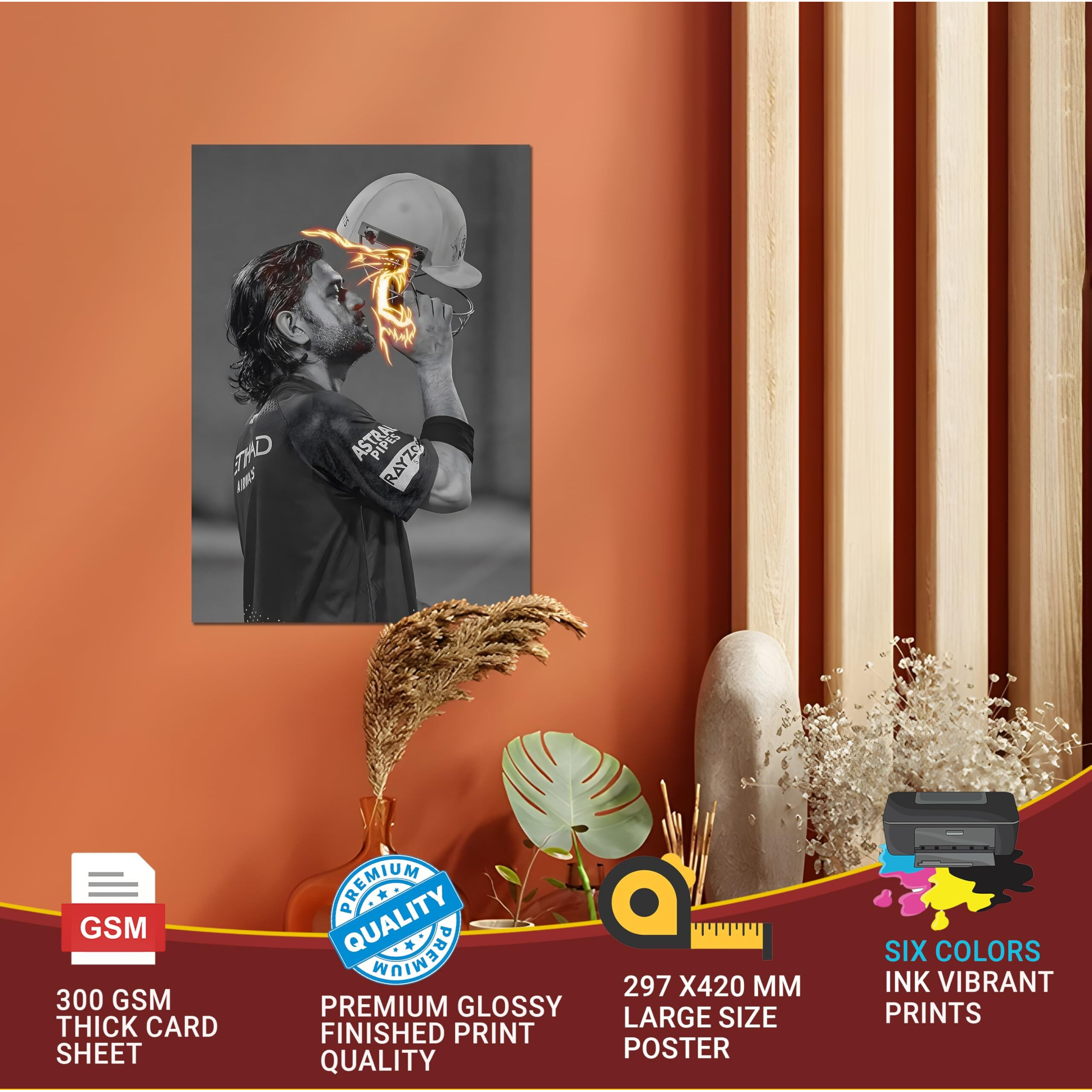 Ms Dhoni Sticker - Dhoni Sticker Wall - Dhoni Stickers For Wall - Csk Thala Dhoni Poster For Room
