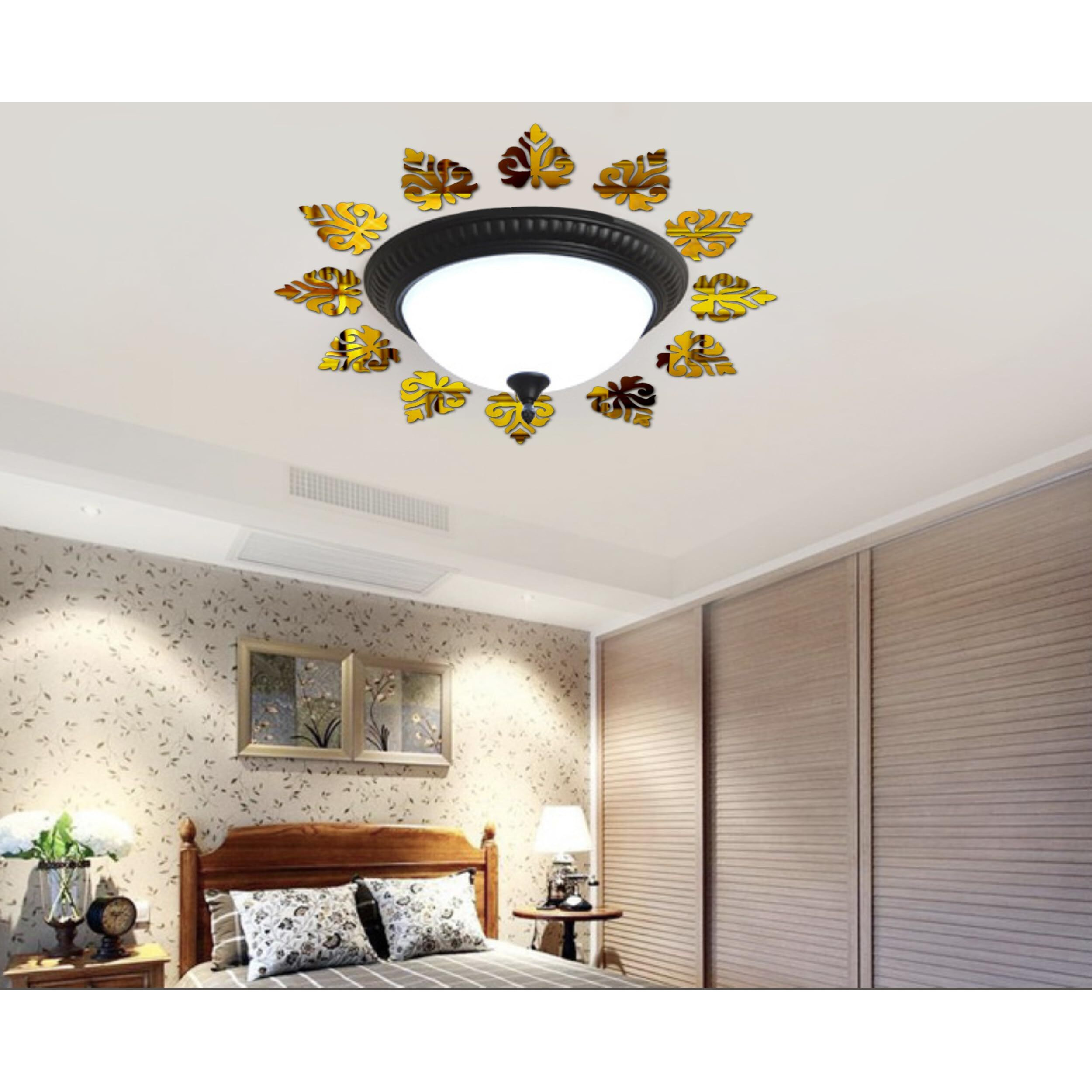 Vah- Kya Bat Hai  Traditional Golden Acrylic 3D Mirror Sticker Celling Sticker For Living Room Bedroom Office Decoration(12 Pcs)