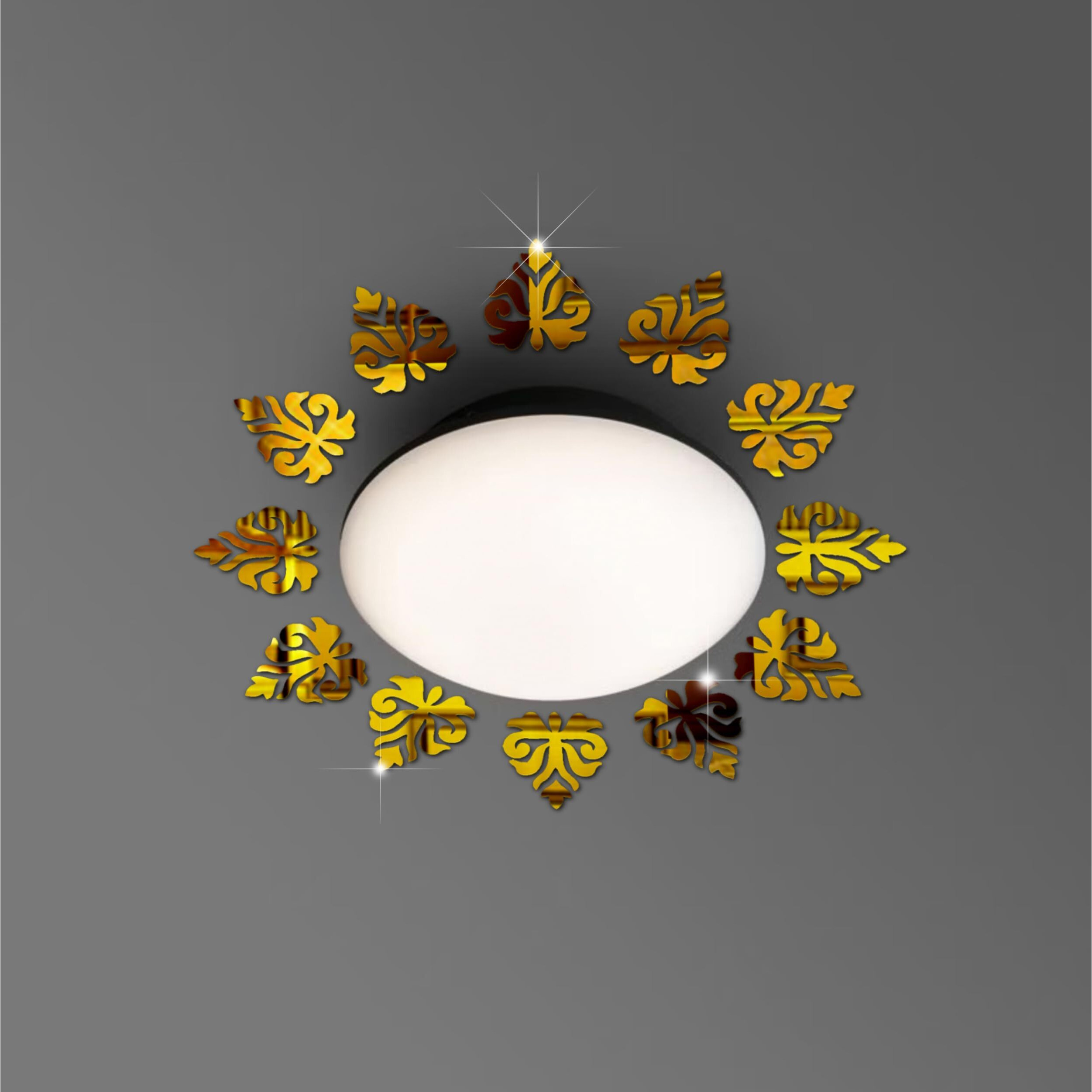 Vah- Kya Bat Hai  Traditional Golden Acrylic 3D Mirror Sticker Celling Sticker For Living Room Bedroom Office Decoration(12 Pcs)