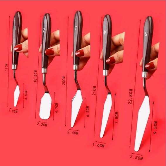 Artrina Set Of 5 Painting Knives Of Various Sizes And Shapes
