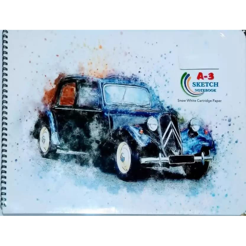Sejascollections ( Pack Of 1 ) A3 Spiral Bound Sketch Book | 60 Cartridge Sheets With 60 Butter Papers | Drawing Book, Art File 60 X 2 Pages (Including Butter Paper) With 140 Gsm, Snow White Cartridge Papers, Ideal For Drawing, Sketching, Colouring And Painting. Color And Design May Vary.