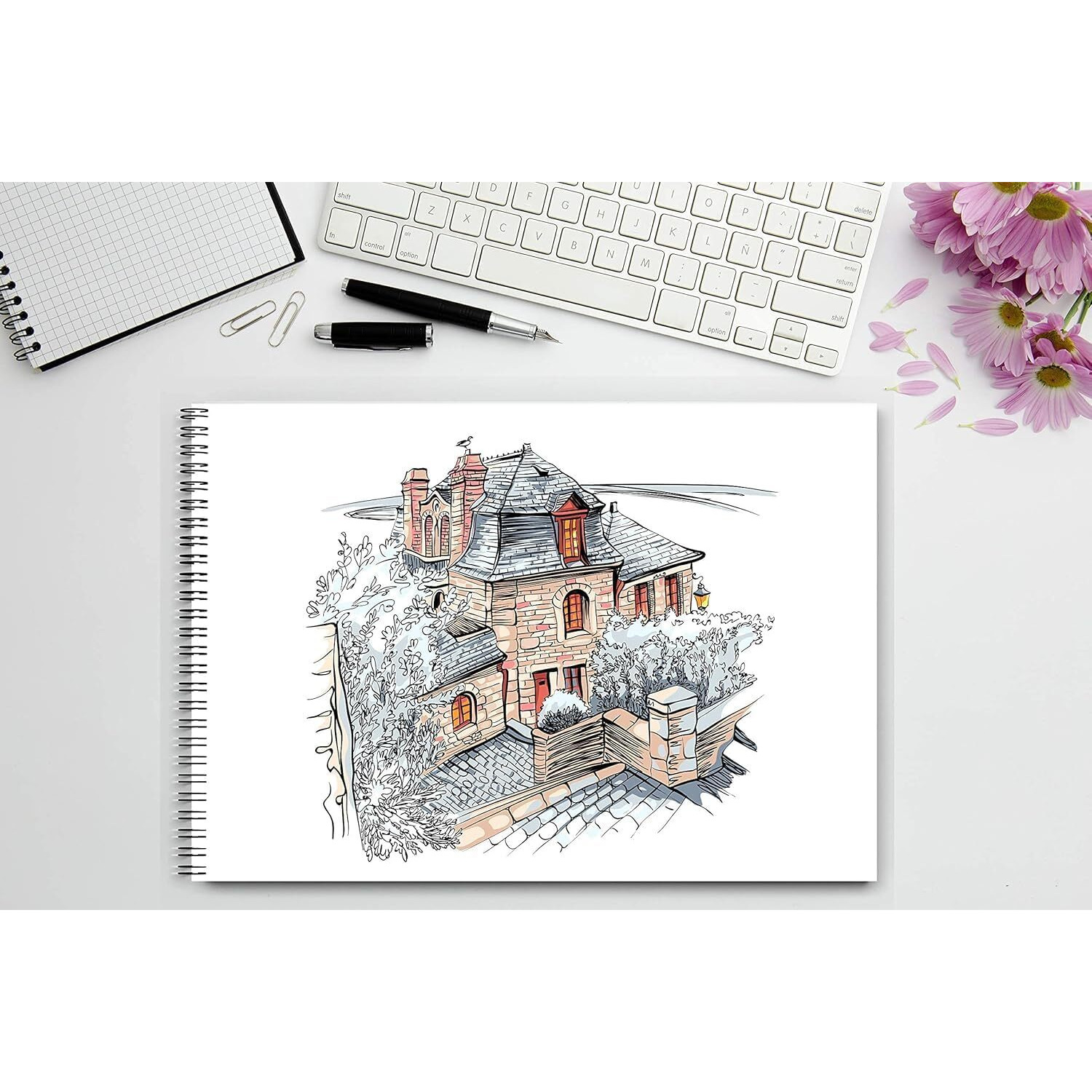 Sejascollections ( Pack Of 1 ) A3 Spiral Bound Sketch Book | 60 Cartridge Sheets With 60 Butter Papers | Drawing Book, Art File 60 X 2 Pages (Including Butter Paper) With 140 Gsm, Snow White Cartridge Papers, Ideal For Drawing, Sketching, Colouring And Painting. Color And Design May Vary.