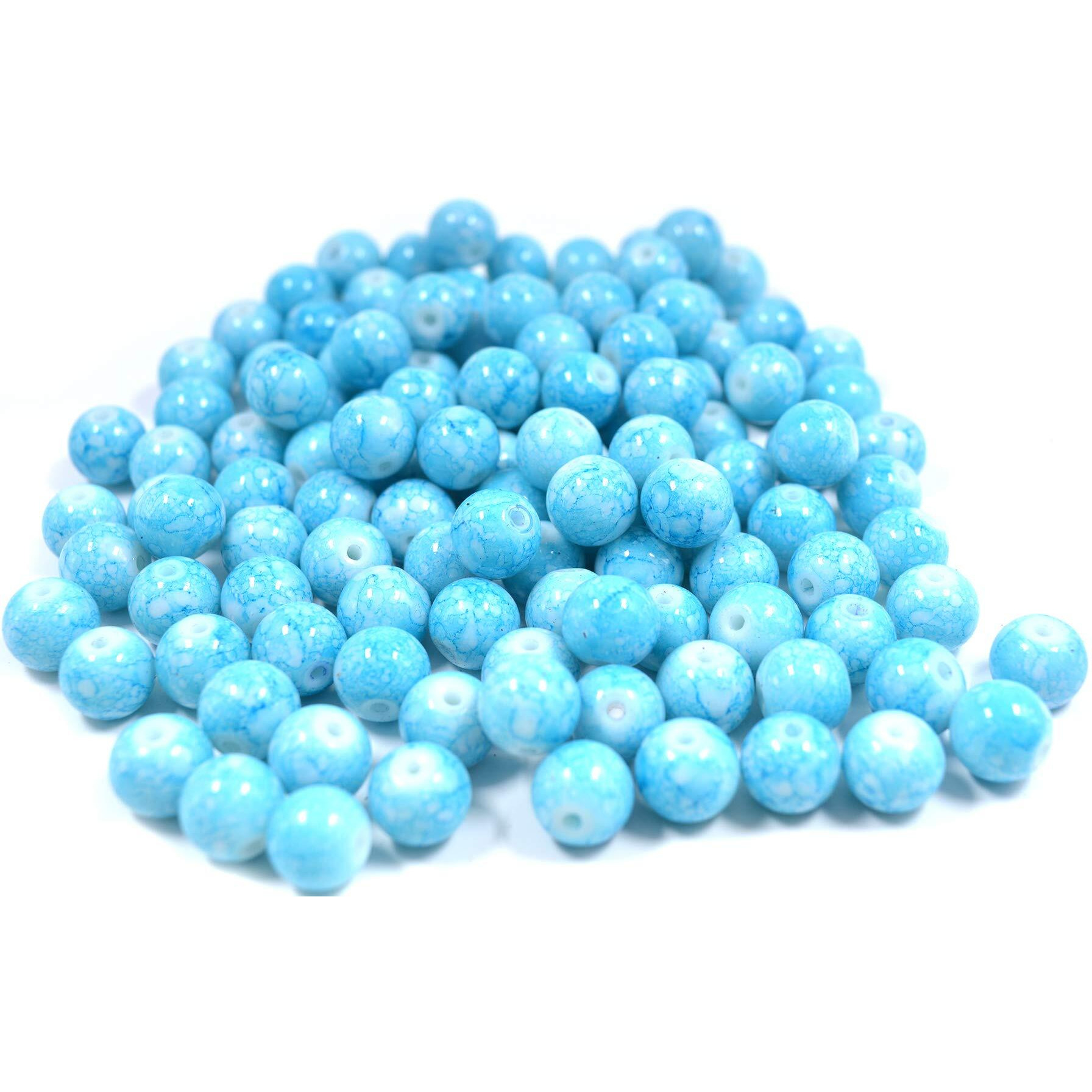 Aashya Mayro 200 Quantity 4 Different Colors Of 10 Mm Natural Stone Look Alike Round Glass Beads, Beading Kit Jewelry Making Kit- Diy Beading Arts And Crafts Kits For Teen Girls, Beginners, Adults.