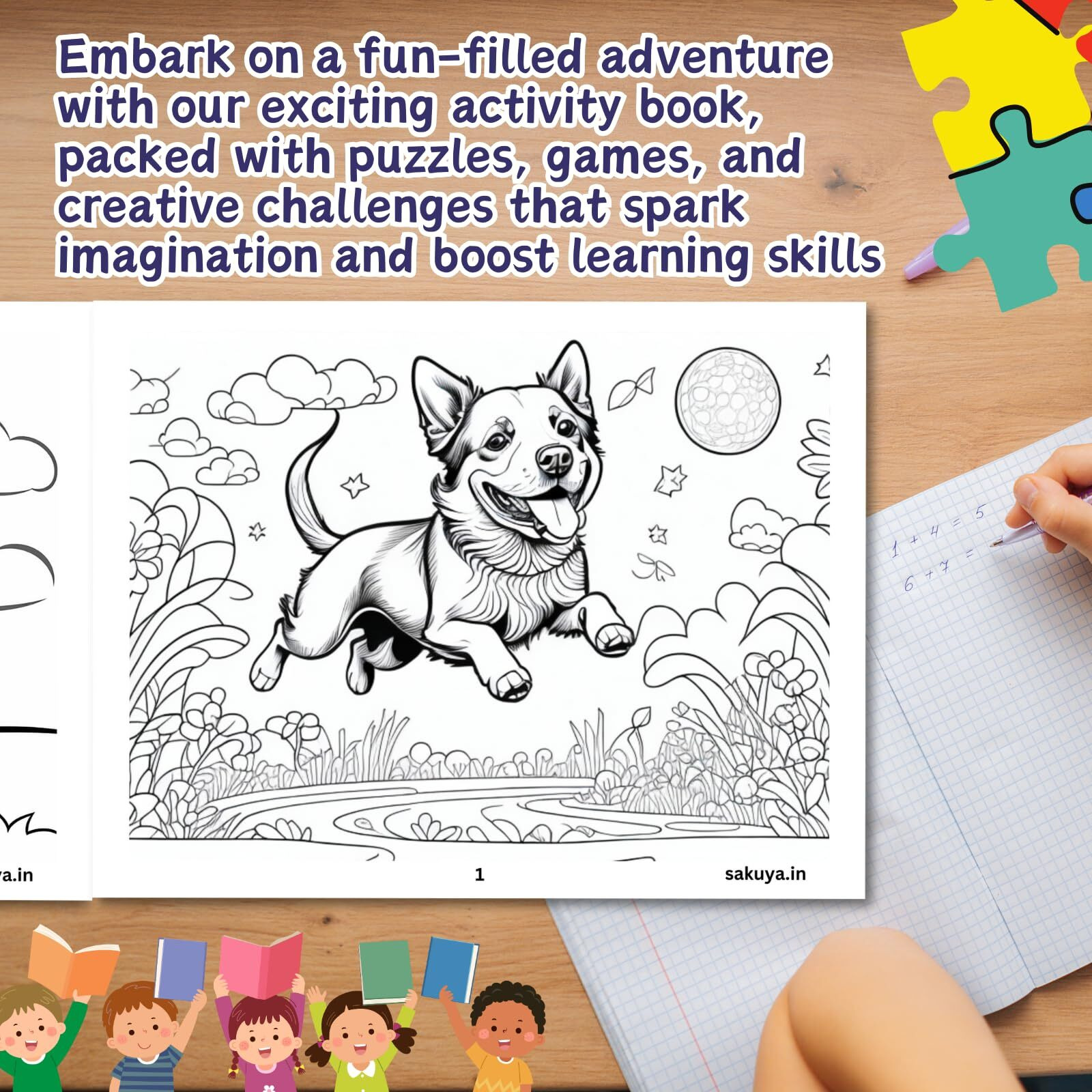 Sakuya Dog Colouring Book For Kids | Art And Activity Book For 5 Year Old | Colour Books For 3 Year Old Children | Drawing Book With Dog Drawings