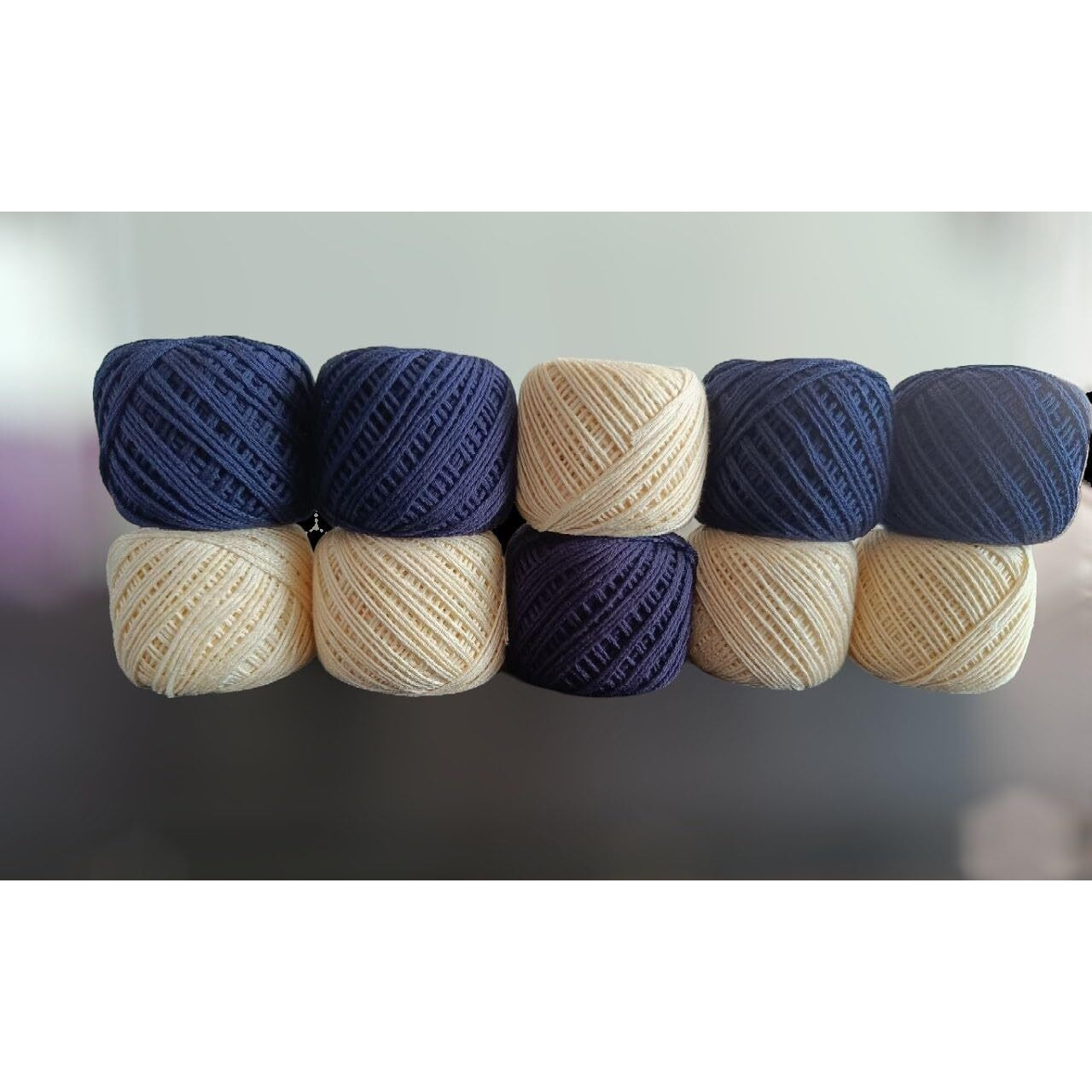 Lipsa Enterprise Cotton Crochet Yarn For Knitting And Crafting Work Hand Work Thread (Navy Blue + Cream)
