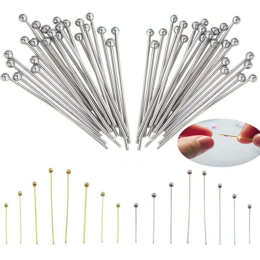 Diy Crafts 300 Gram, Chrome Gold, Brass Ball Head Pins 16Mm -30Mm Mixed Colors Wire Headpins For Jewelry M (300 Gram, Chrome Gold)
