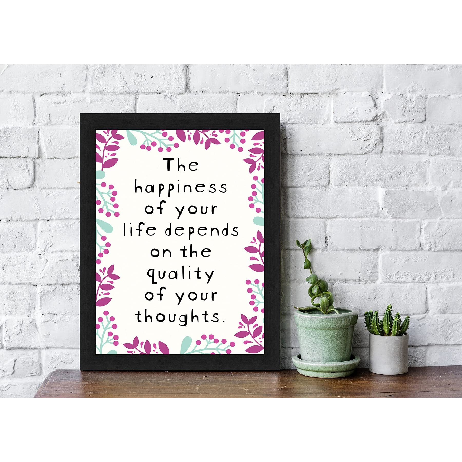 Interio Crafts The Happiness Of Your Life Motivational Quote Wall Framed Poster For Office And Home Decor,Synthetic Wood, Black, 13 X 10 Inches