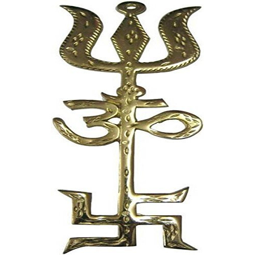 Ripe India Om And Trishul Brass Home Decor And Puja Wall Hanging Decoration And Gifting