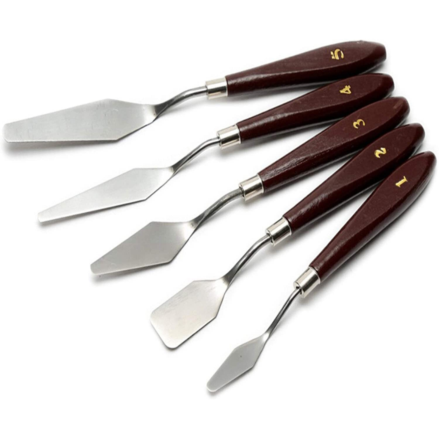 Jeyang 5 Pcs Stainless Steel Painting Knife Set Palette Knives For Colour Mixing, Oil, Canvas, Art, Acrylic, Metal Painting
