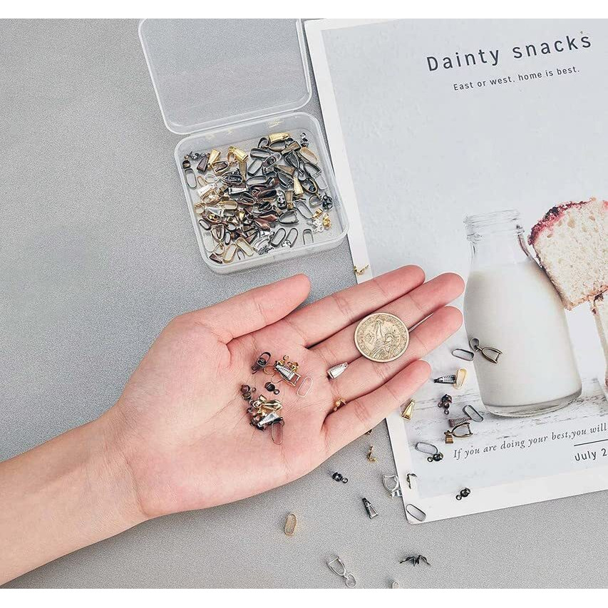 Diy Crafts Combo 275 Grm, Silvery Bright, Combo Colors Bead Tips Knot Covers Open Clamshell End Caps Charms Bead Necklace Pendant Connec (Combo 275 Grm, Silvery Bright)