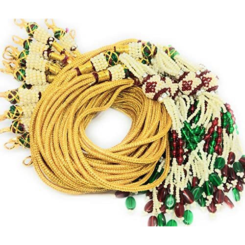 Sharalle Adjustable Dori Necklace Back Rope With Hook And Tassel For Silk Thread Jewellery Gold And Silver Pearl Zari Silk Terracotta And Quilling Jewelry (Art Deco, 4) (Y5-Oj6I-35Hv)