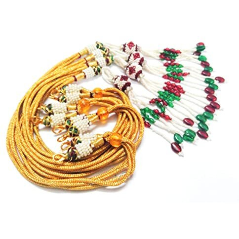 Sharalle Adjustable Dori Necklace Back Rope With Hook And Tassel For Silk Thread Jewellery Gold And Silver Pearl Zari Silk Terracotta And Quilling Jewelry (Art Deco, 4) (Y5-Oj6I-35Hv)