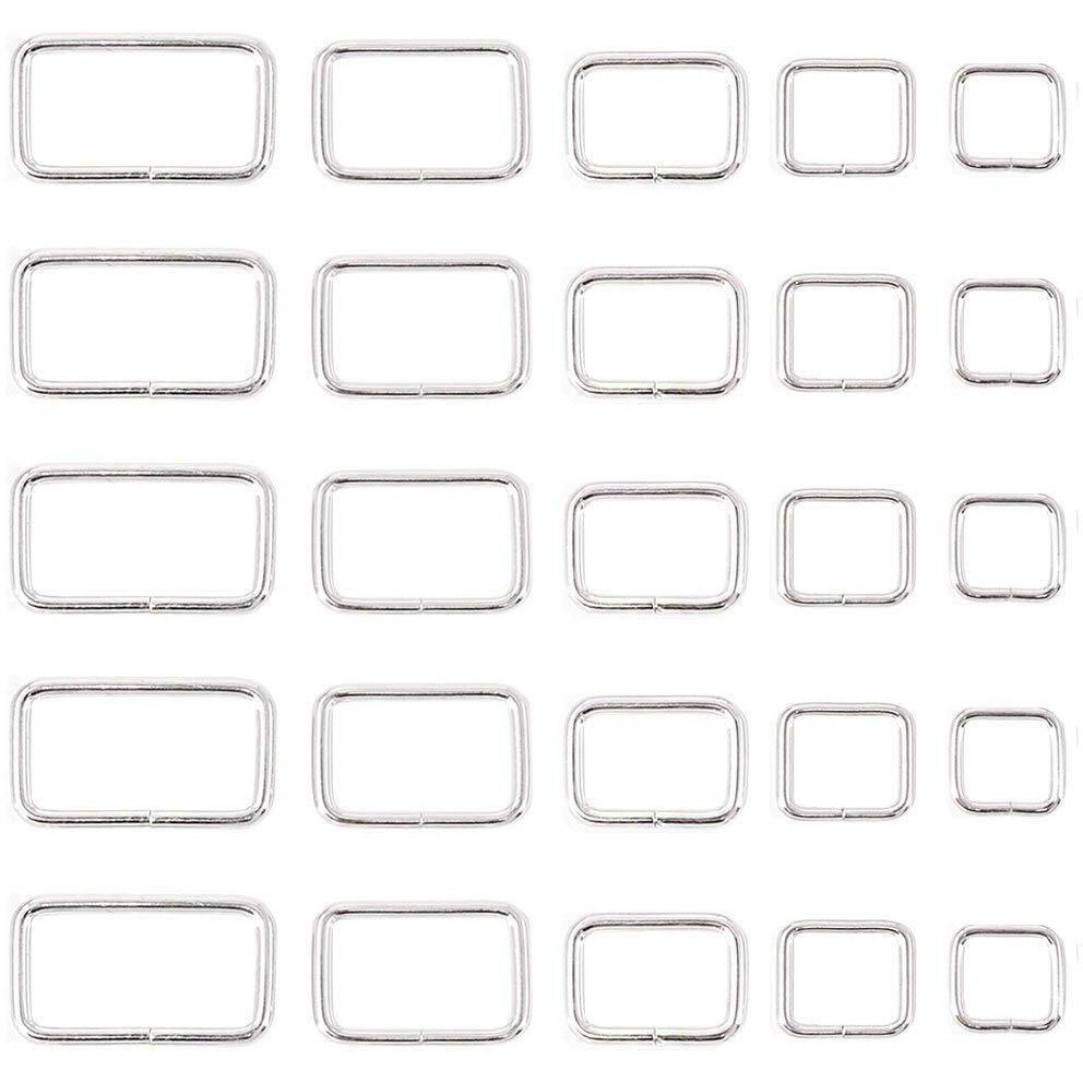 Diy Crafts Design No  3, Metal Rectangle Ring, 50 Pcs Sliver Assorted Metal Rectangle Ring, Webbing Belts Buckle For For Belt Bags Accessorie (Design No  3, Metal Rectangle Ring)