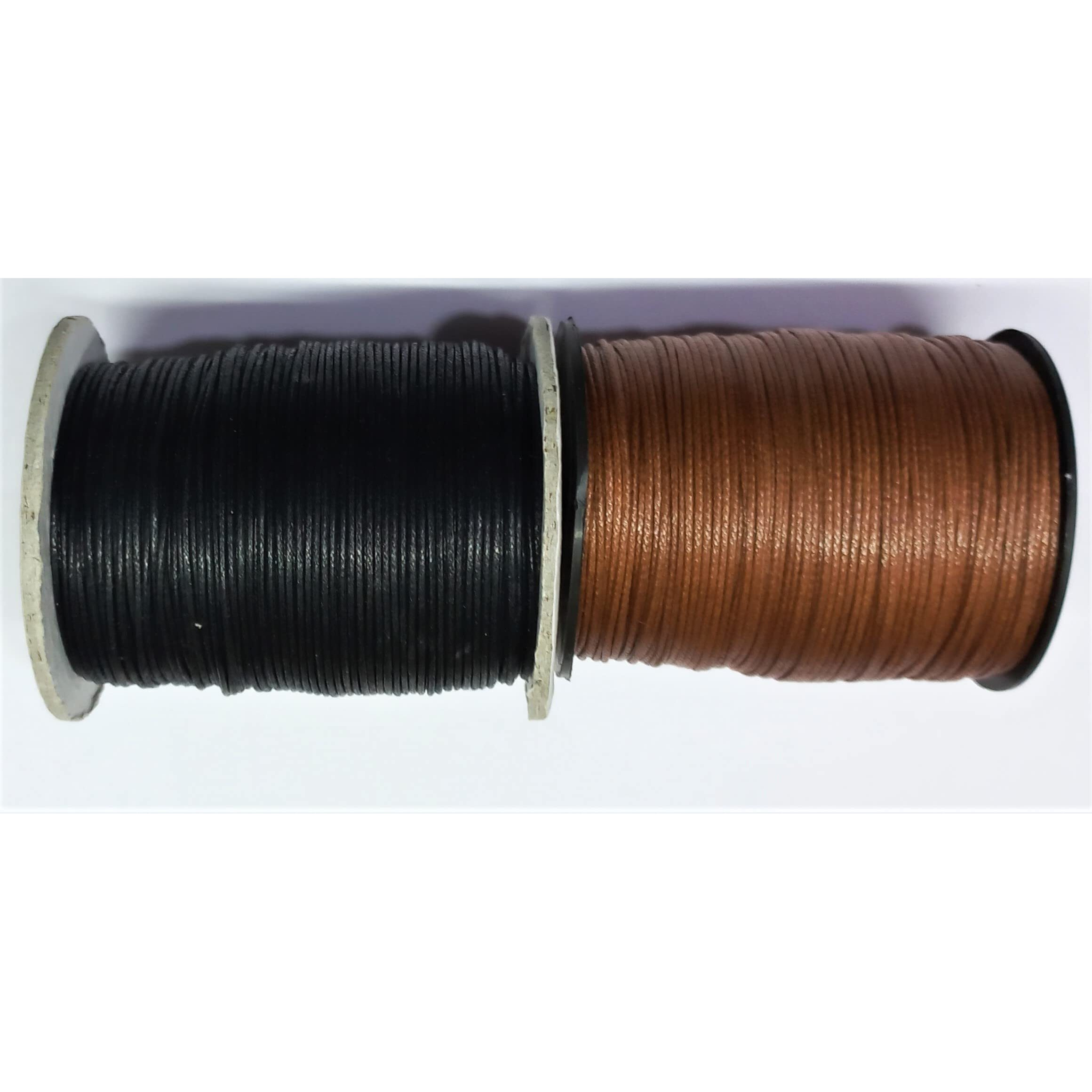 Omx 1 Mm Thick, String Waxed Cotton Cords Pack Of 2 Colours, 100 Mtr In 1 Roll - Total 200 Mtr (Brown & Black)
