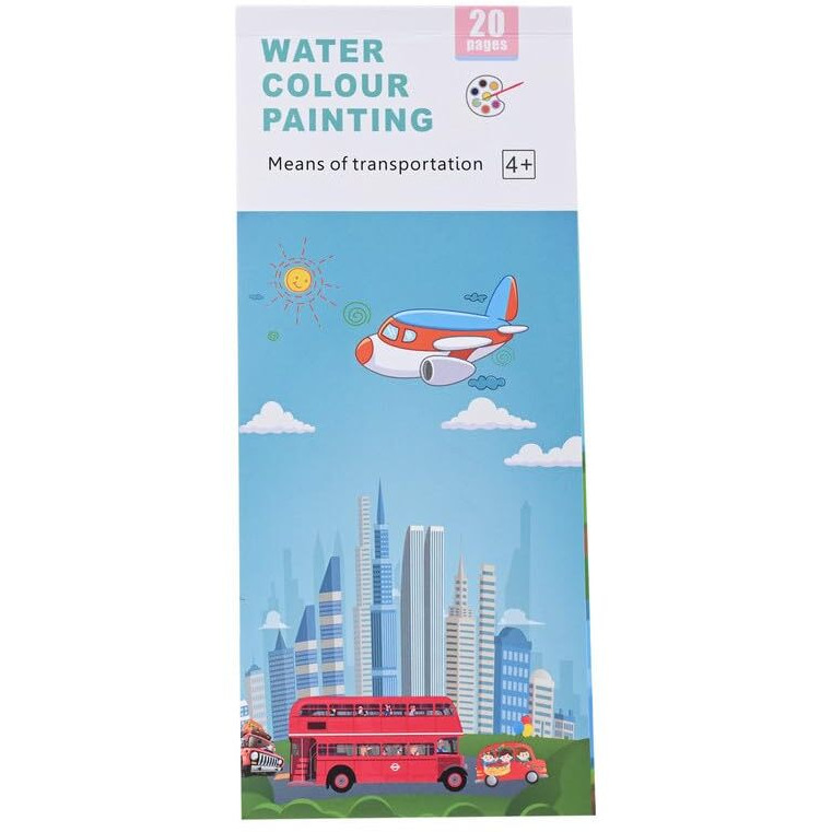 Sassyvilla Water Painting Colouring Books For Kids Party Return Gifts Activity Coloring Transportation Theme Books Watercolor With 1 Paint Brush 20 Sheets 2-5 Years Old Enhance Kids Creativity