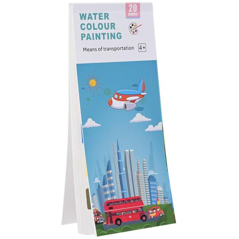 Sassyvilla Water Painting Colouring Books For Kids Party Return Gifts Activity Coloring Transportation Theme Books Watercolor With 1 Paint Brush 20 Sheets 2-5 Years Old Enhance Kids Creativity