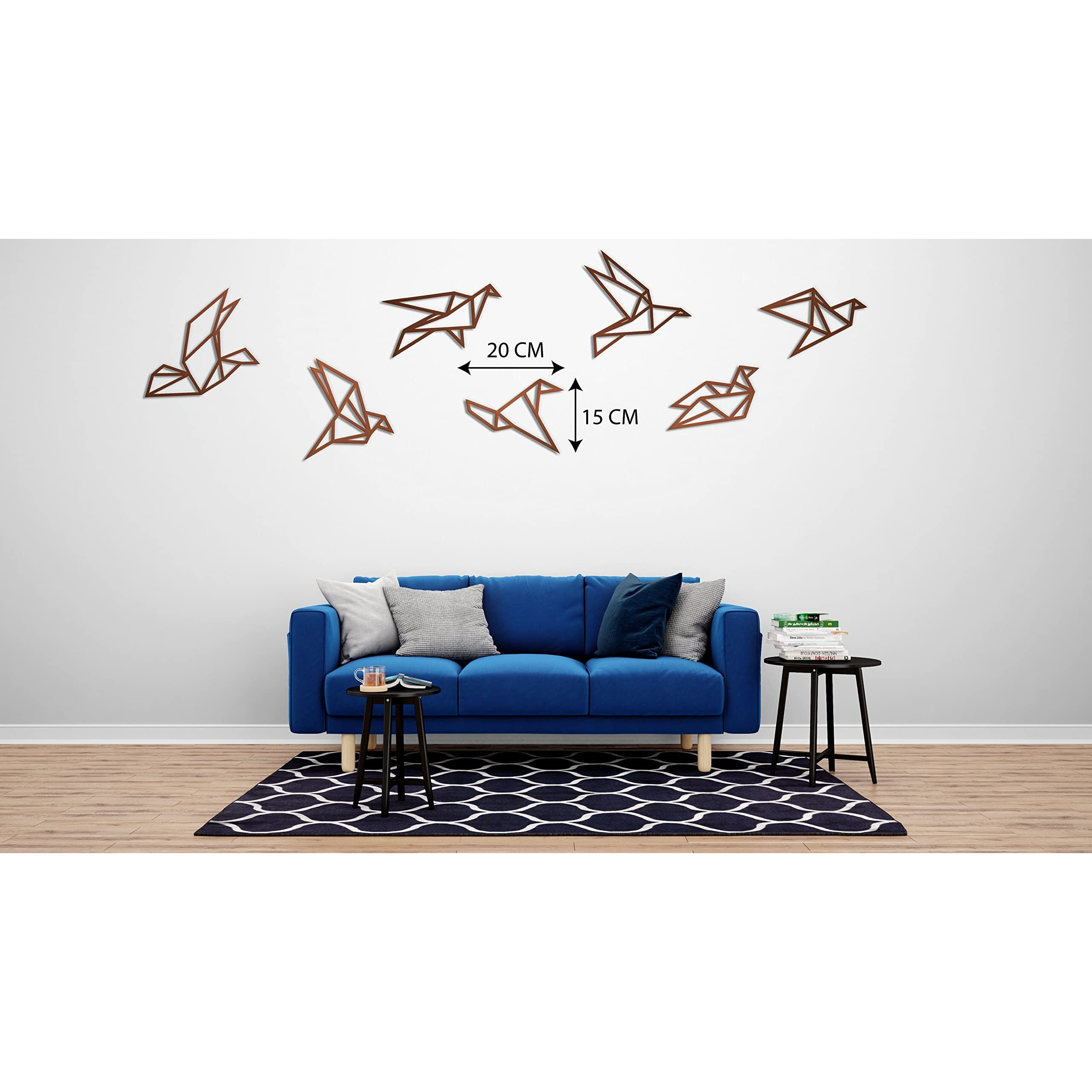 Elk Wooden Bird Wall Decor Set Of 7 - Handmade Rustic Wood Birds For Home And Kitchen Decoration