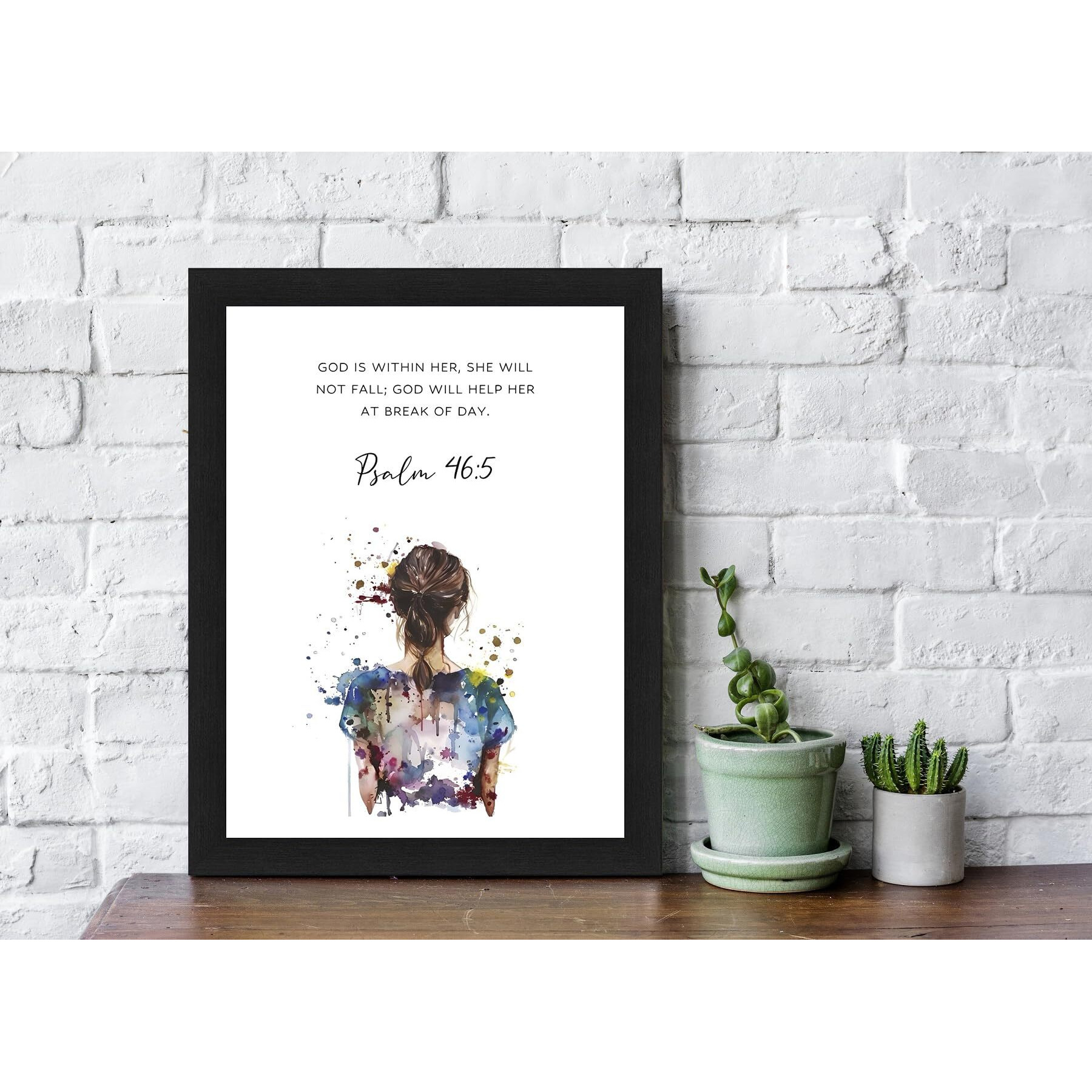 Interio Crafts Psalm 465 Christian Picture Print Christian Gift Quotes Poster For Women Girl Bedroom Decor Home Decor Bible Verse Wall Frame - Synthetic Wood, 13X10 Inches.