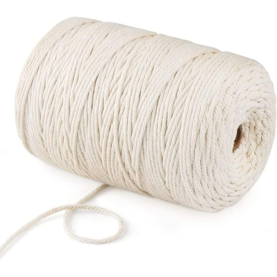 Diy Crafts Pack Of 1 Pc, Off White, Durable 3Mm Cotton Macrame Rope Natural Beige Twisted Cord Artisan Cord Rope Ha (Pack Of 1 Pc, Off White)