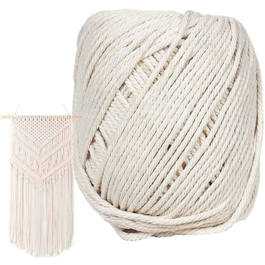 Diy Crafts Pack Of 1 Pc, Off White, Durable 3Mm Cotton Macrame Rope Natural Beige Twisted Cord Artisan Cord Rope Ha (Pack Of 1 Pc, Off White)
