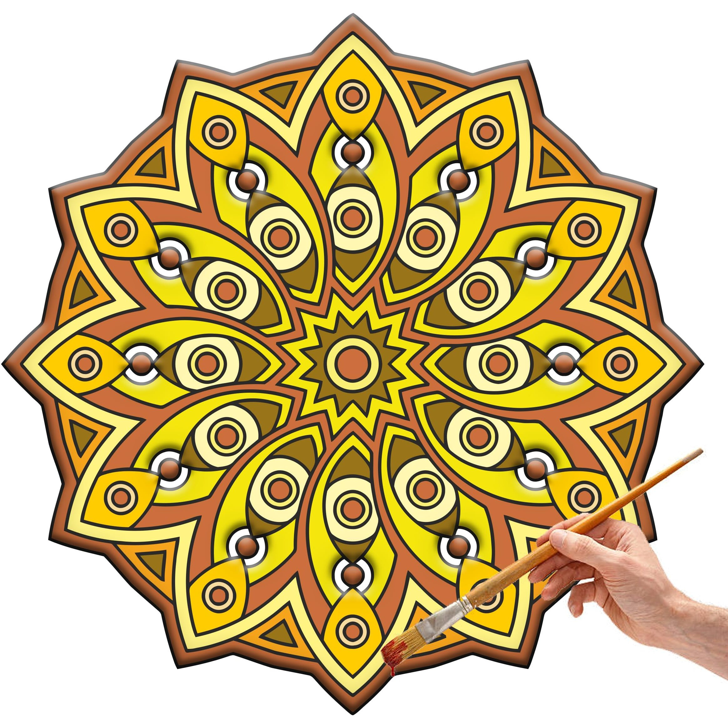 Pd Craftozone Premarked Madala Round Circle Mdf Pine Wood 8 Inch Mdf Boards For Art And Craft - 2.5Mm Unfinished Round Wood Slices For Resin Art, Mandala Art,Pyrography, Painting (8, 1)