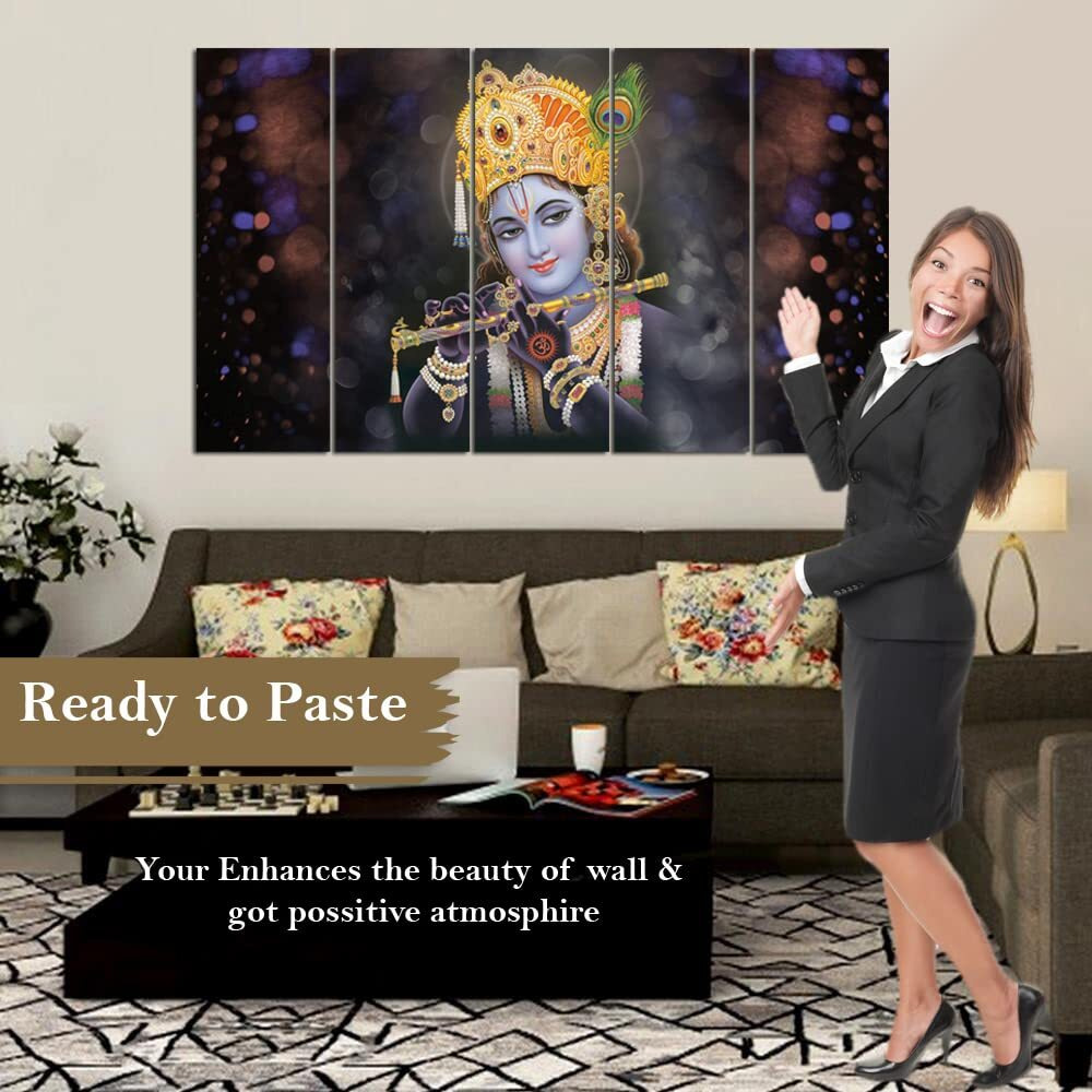 Spacter Wood Craft Black Beautifull Wall Art Digital Paintings Big Size Multiple Frames Beautiful Wall Painting 50X30 Inch