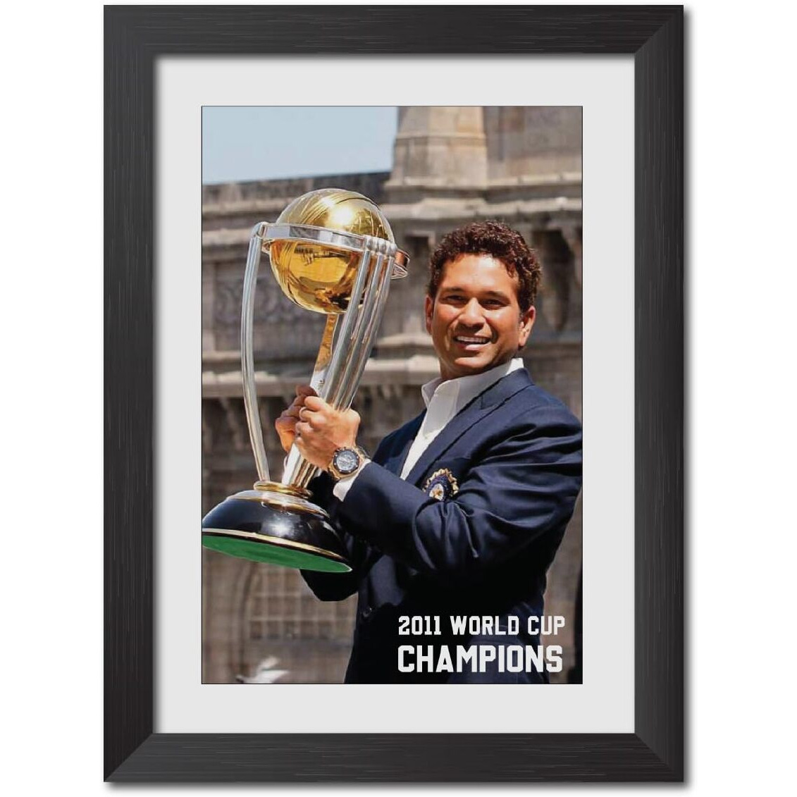 Tenorarts Sachin Tendular Poster Frame Worldcup Cricket Photo Framed Painting With Matt Finish Black Texture (12 Inches X 9Inches)