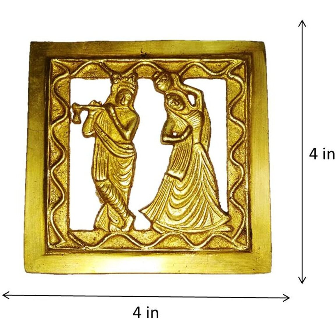 Purpledip Brass Wall Hanging Plaque Radha Krishna Dokra Craft Tribal Art Decor Statue (11438)