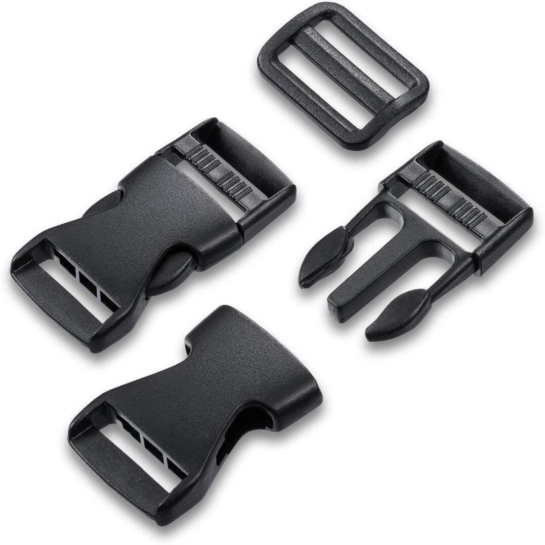 Diy Crafts Design  No 1, Pack Of 10 Pcs, Quick Release Buckle Set & Tri-Glide Adjustment Clips With 11 Meter Black Webbing Ribbon W (Design  No 1, Pack Of 10 Pcs)