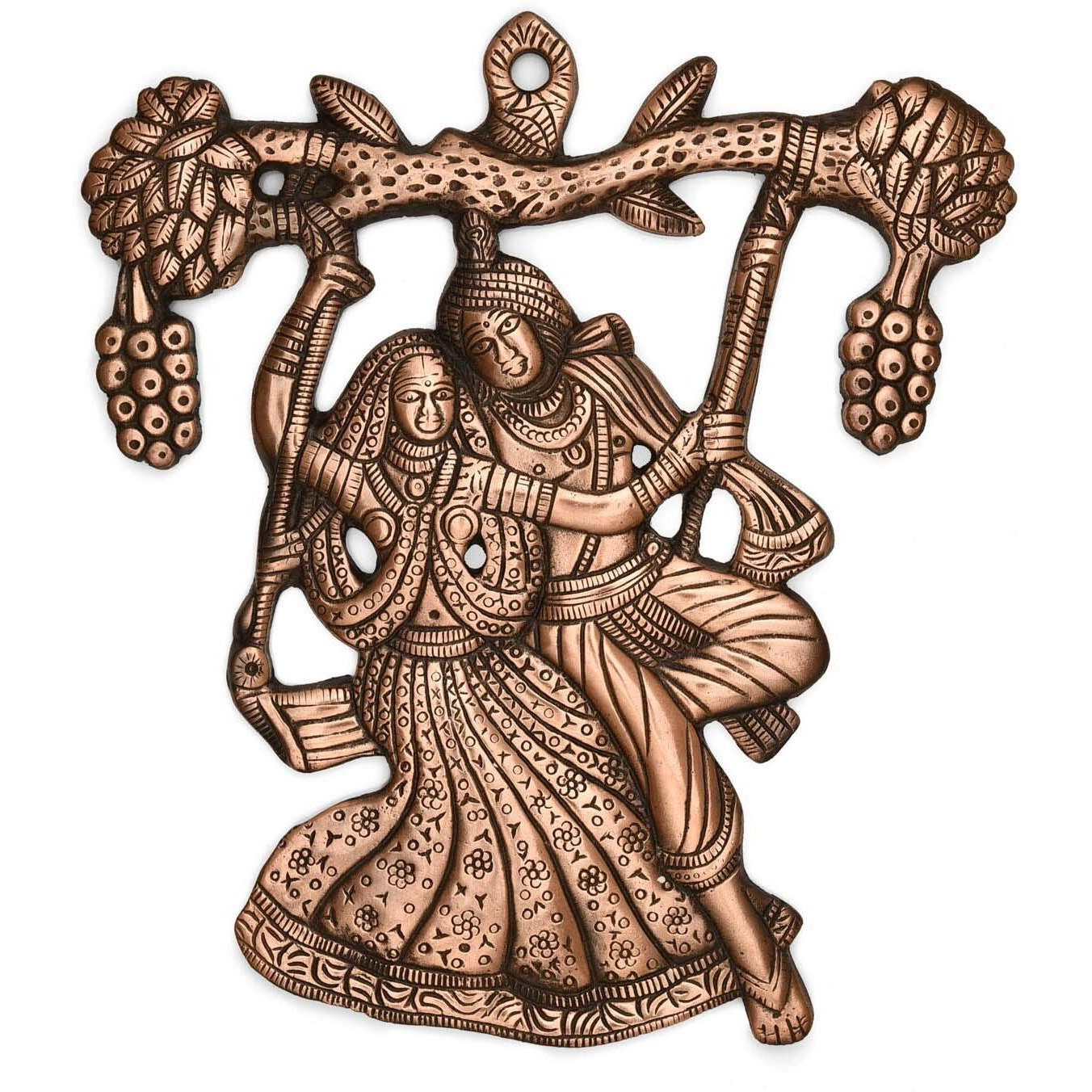 Collectible India Radha Krishna On Jhula Metal Wall Hanging Sculpture Hindu God Radha Krishn Idol Swinging Home Decorative Showpiece Arts