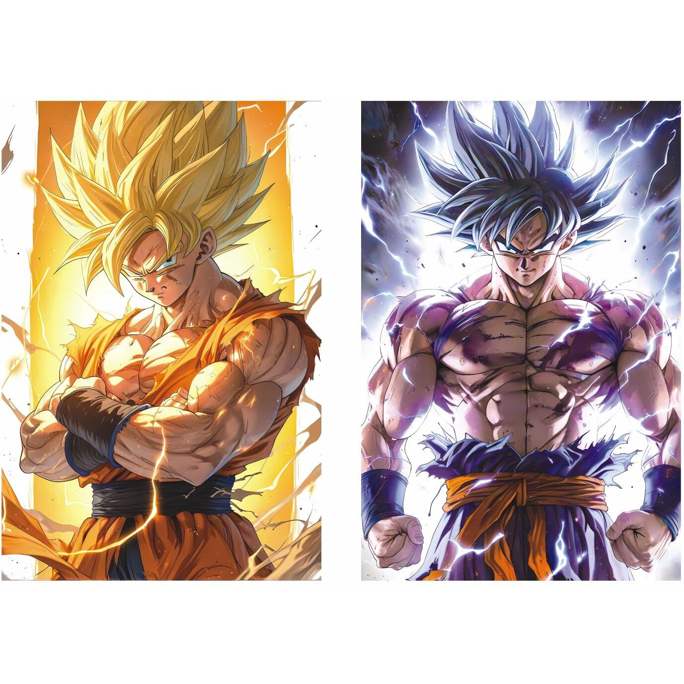 Graficative Dragon Ball Z Anime Goku Ultra Power Pose Poster | 12X18 Inches Size | Both Side Matte Lamination On 220Gsm Paper | Unframed Rolled Poster With Double-Side Tape (Combo Of 2 (Goku 02))