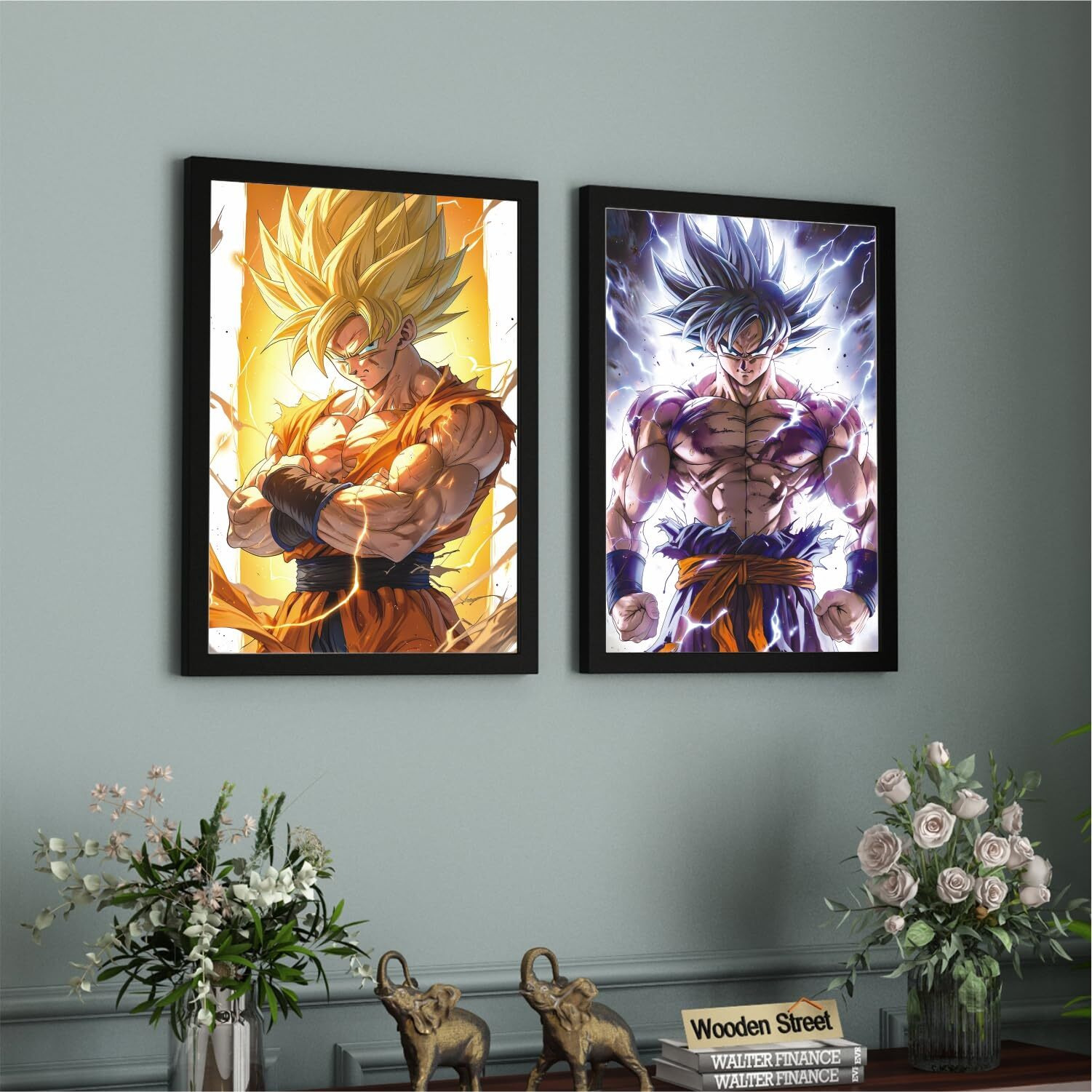 Graficative Dragon Ball Z Anime Goku Ultra Power Pose Poster | 12X18 Inches Size | Both Side Matte Lamination On 220Gsm Paper | Unframed Rolled Poster With Double-Side Tape (Combo Of 2 (Goku 02))