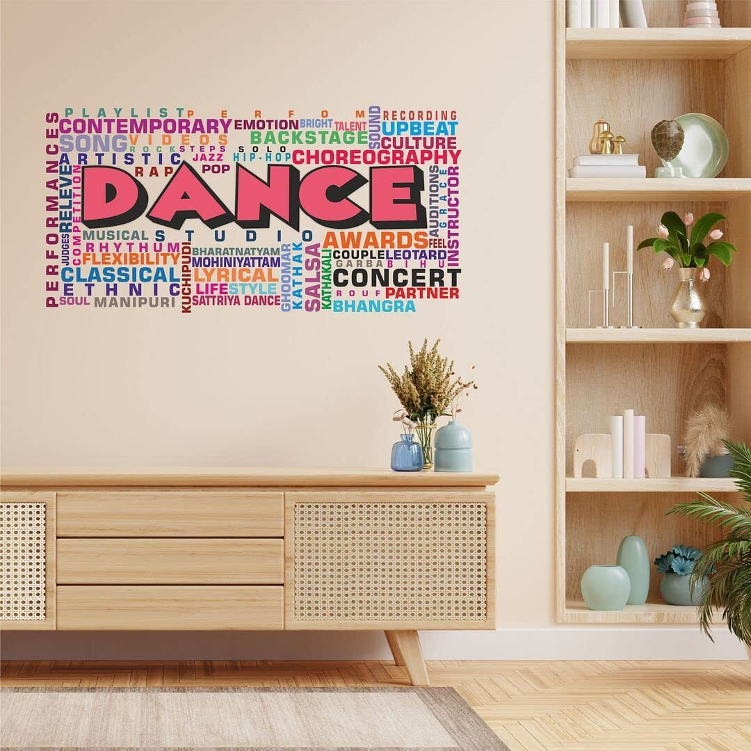 Cvanu Dance Concert Typography Vinyl Wall Sticker For Wall Decor Size(23.3Inch X 11.6Inch)_Multicolor_Cv59
