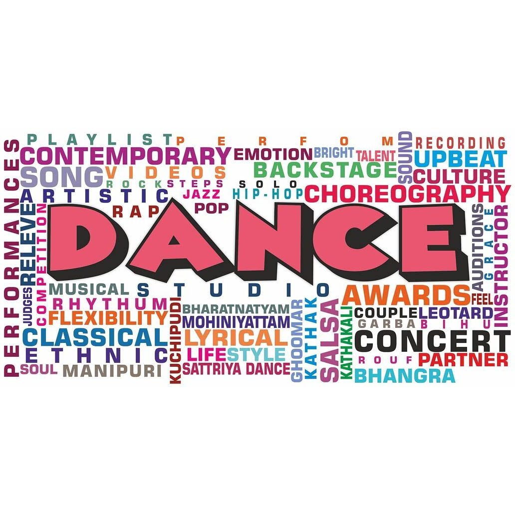 Cvanu Dance Concert Typography Vinyl Wall Sticker For Wall Decor Size(23.3Inch X 11.6Inch)_Multicolor_Cv59
