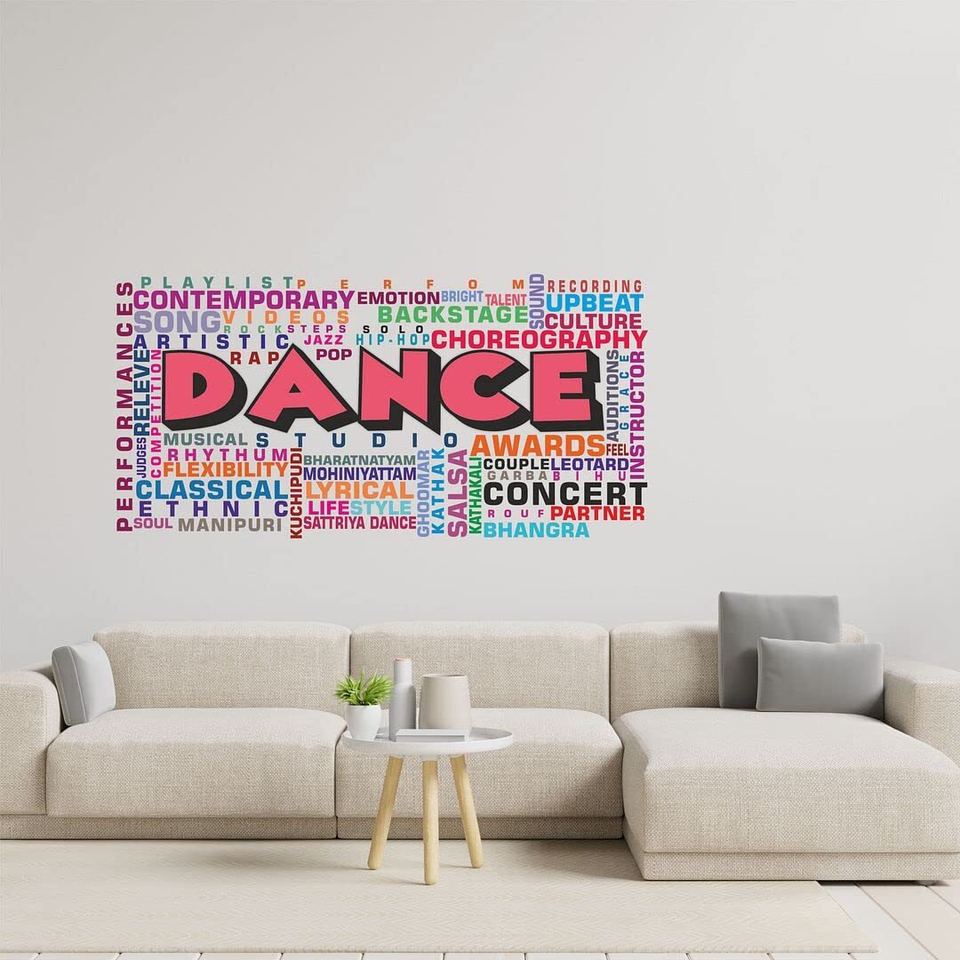Cvanu Dance Concert Typography Vinyl Wall Sticker For Wall Decor Size(23.3Inch X 11.6Inch)_Multicolor_Cv59