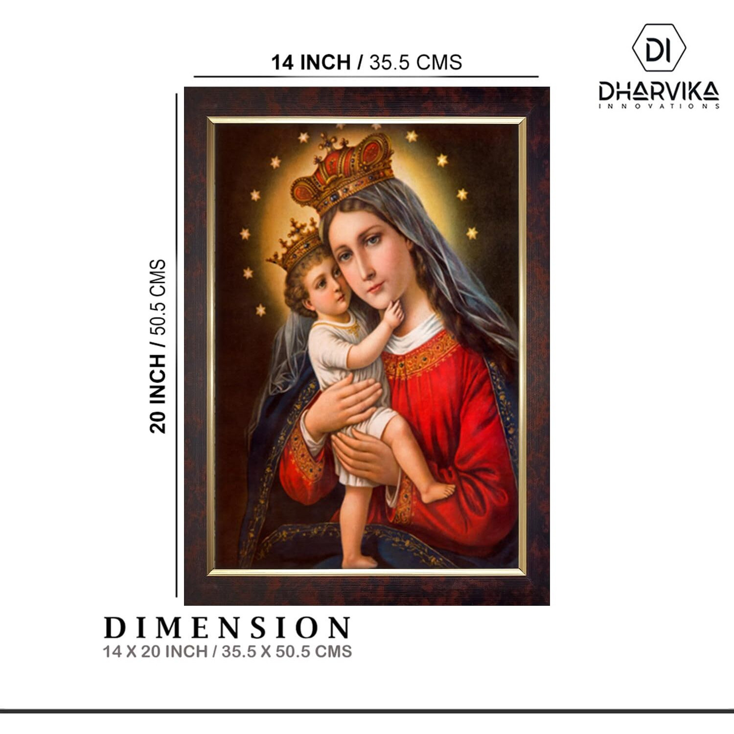 Dharvika Innovations Jesus Christ Paintings For Living Room, Jesus Christ Painting Wall Decoration, Jesus Christ Photo Frame For Wall Decoration 20385 (14X20 Inch) Brown