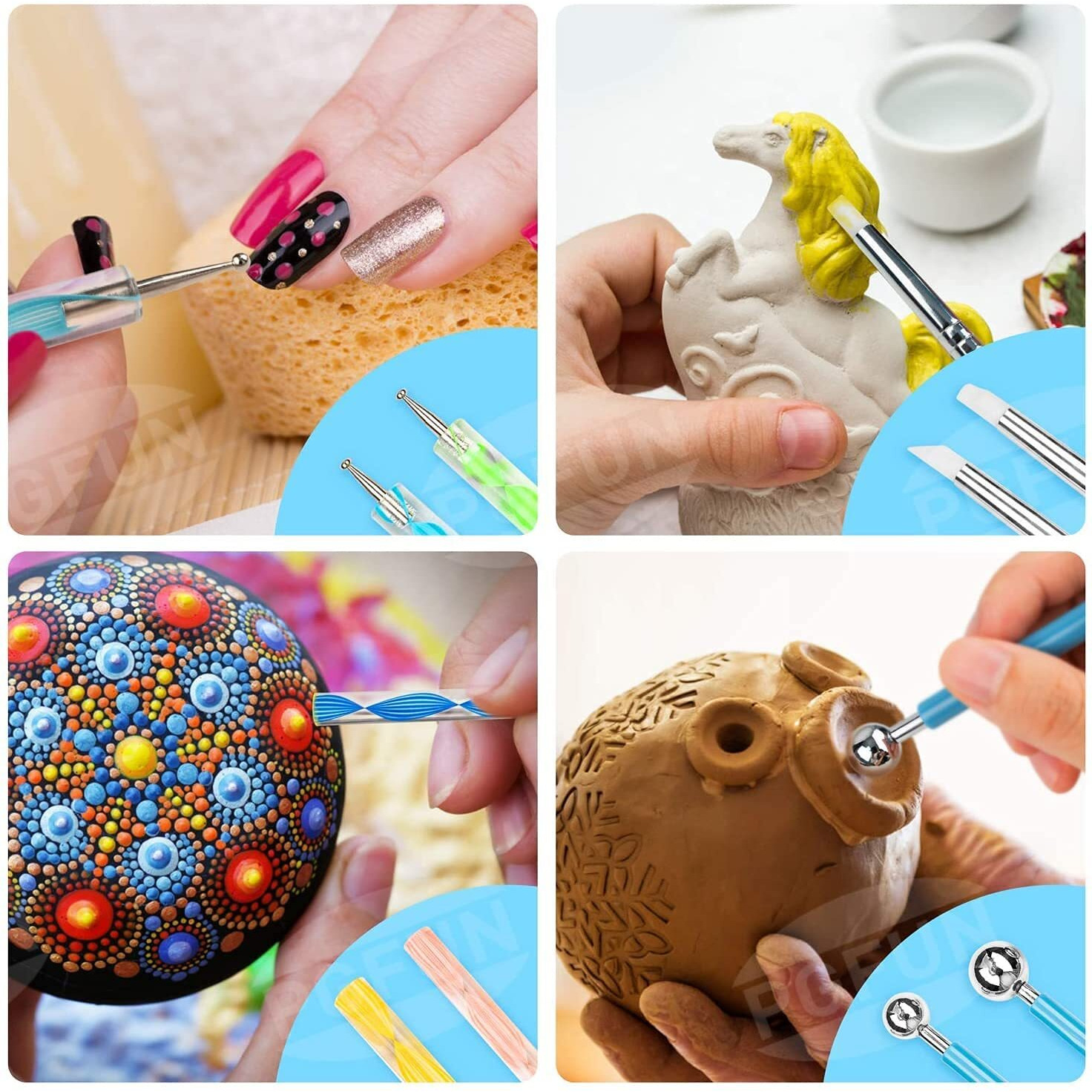 Artbee Mandala Dotting Tools Painting Kit - Rock Dot Paint Stencils Tool Set With Palette Easel Canvas Painting Brush Pencil For Nail Stone Mandala Arts Drawing Home Dcor Activity