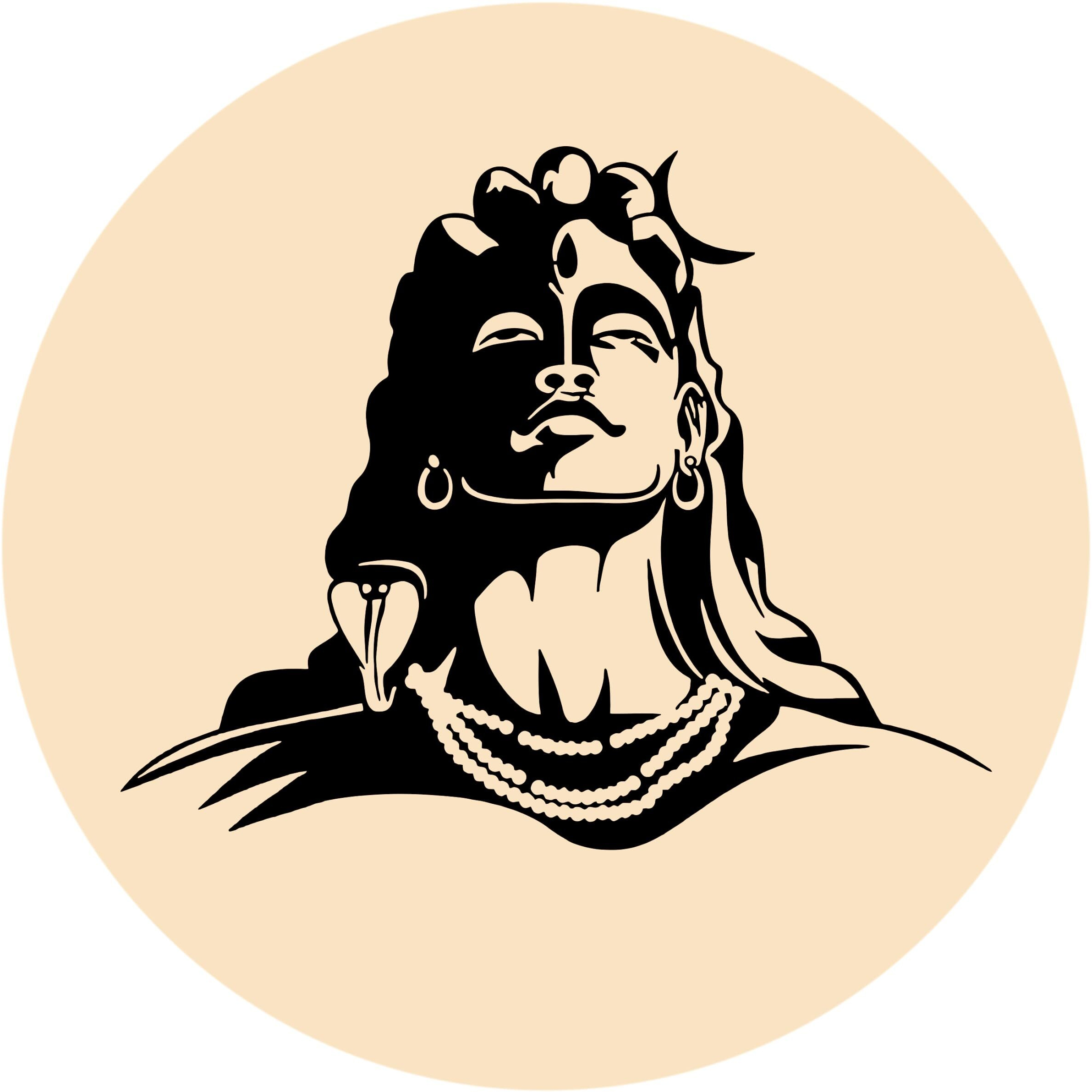 Pd Craftozone Premarked Adiyogi Shiva Round Circle Mdf Pine Wood 12 Inch Mdf Boards For Art And Craft - 2.5Mm Unfinished Round Wood Slices For Resin Art, Mandala Art,Pyrography, Painting