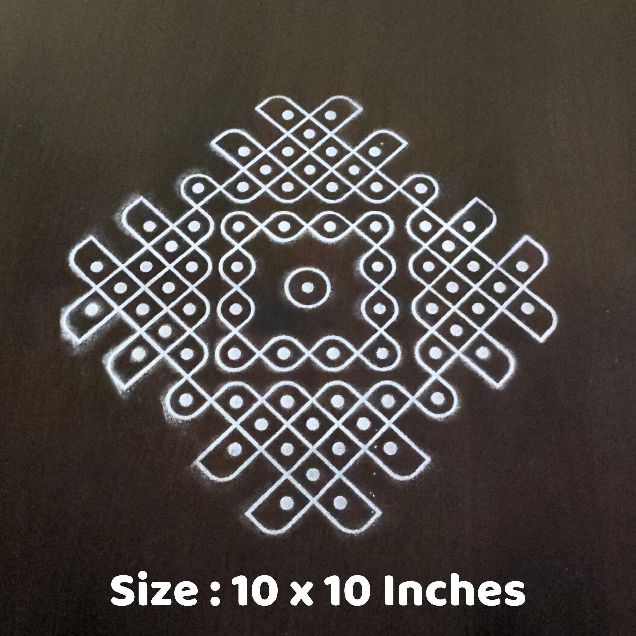 Anciently Kambi Kolam Rangoli Stencil Wooden(Design 5), Rangoli Stencil Wooden, Rangoli Sacha Wooden, 1 Piece (10X10 Inches)