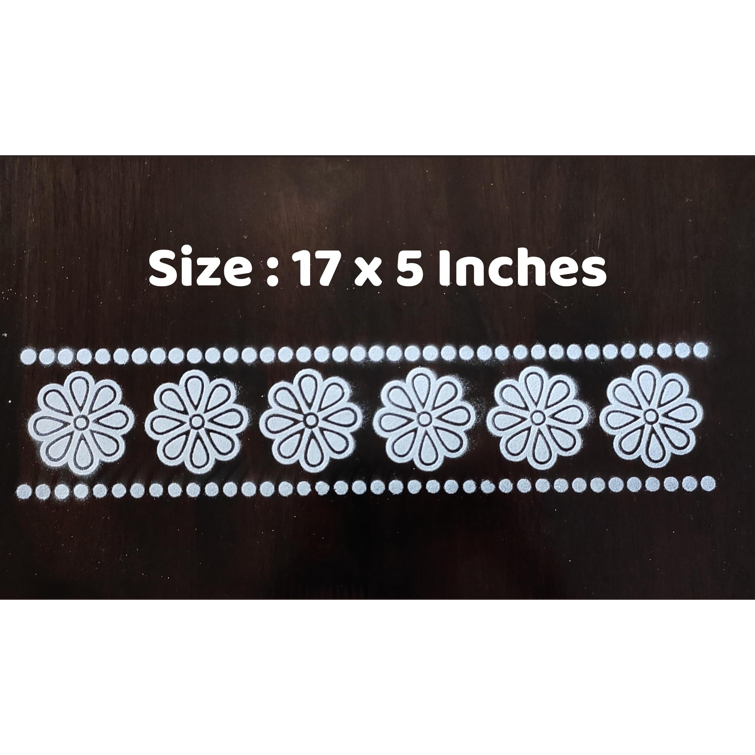 Anciently Flower Border Rangoli Stencil Wooden, Rangoli Sacha Wooden, 1 Piece (17X5 Inches)
