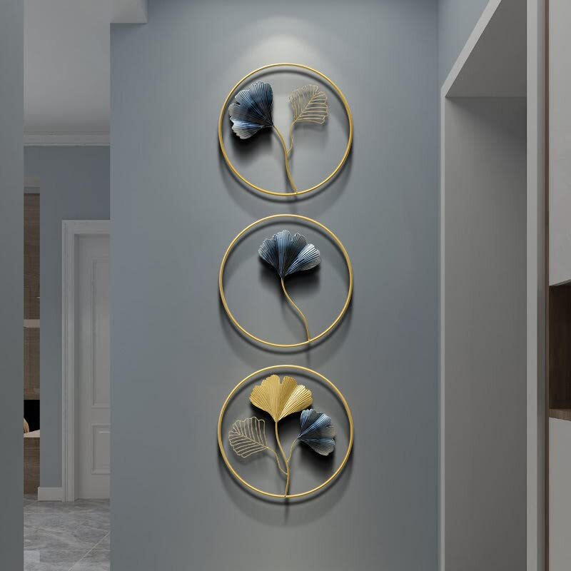 Design World Gifts And Interiors Metal Wall Decor/Wall Art/Gingko Leaf Wall Sculpture/Hanging For Living Room, Bedroom, Dining Room, Office, Restaurant/Set Of 3