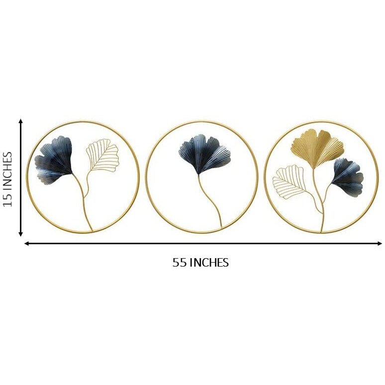 Design World Gifts And Interiors Metal Wall Decor/Wall Art/Gingko Leaf Wall Sculpture/Hanging For Living Room, Bedroom, Dining Room, Office, Restaurant/Set Of 3