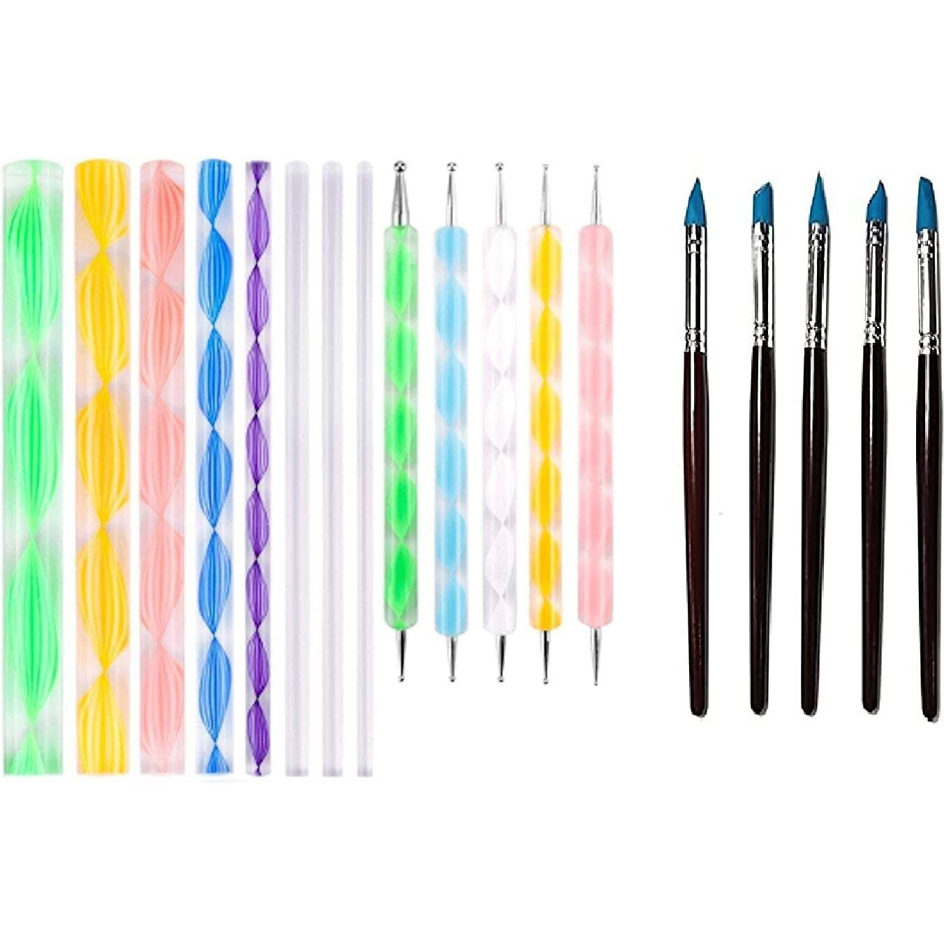 Schubert 18Pc Art Mandala Tools Set For Nail Mandala & Dot Painting (Pack Of 8 Acrylic Mandala Sticks, 5 Acrylic Dotting Tools & 5 Color Shapers)