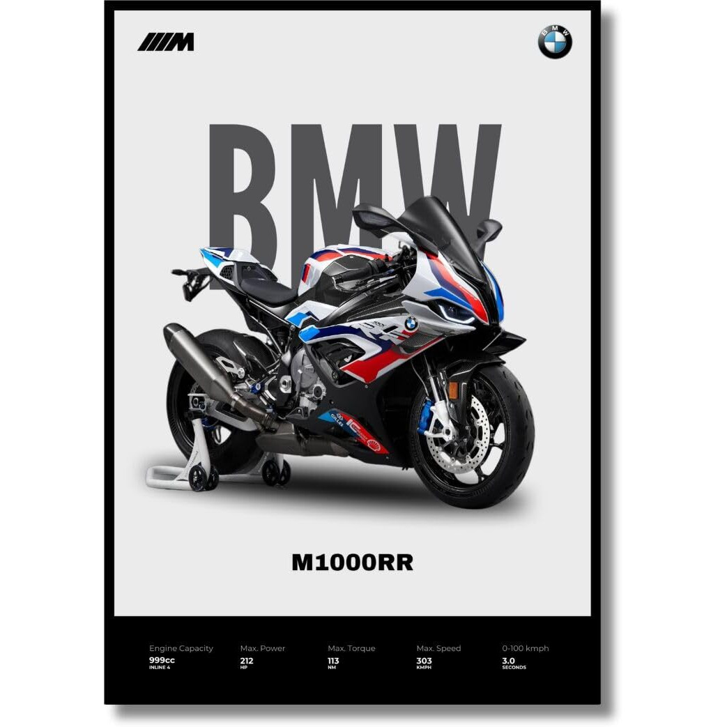 Bmw M1000Rr Poster | Superbike Bmw Poster | Unframed Matt Superbike Poster | Bmw Bike Posters A3 Size (42 X 30 Cm) | Bmw Motorrad Bikes Poster For Wall, Home, Bedroom, Living Room Decoration